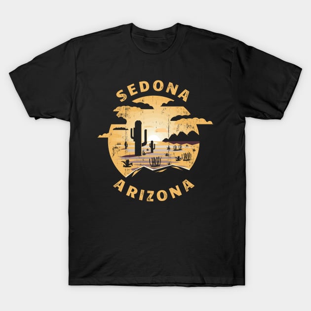 Sedona Arizona Desert Illustration Vintage Souvenir Gift T-Shirt by grendelfly73